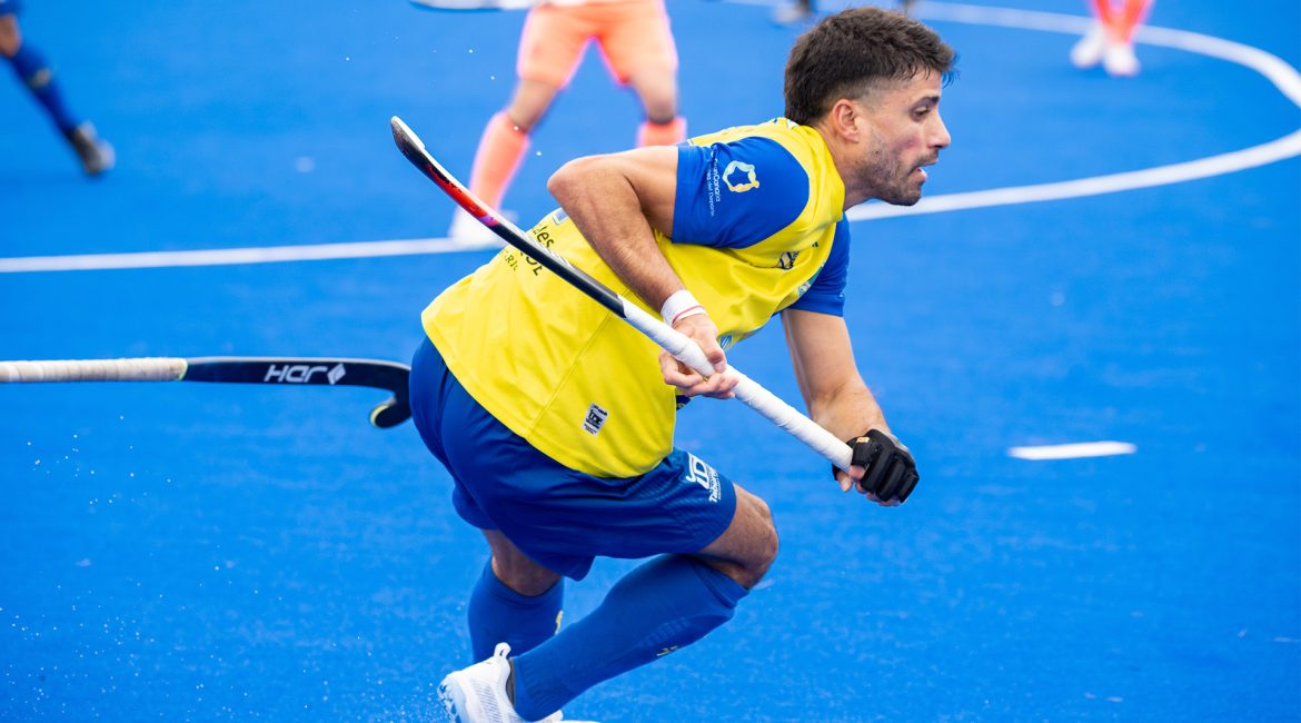 Jugador de la UD Taburiente en un partido ante el Atleti de Terrassa de División de Honor masculina.