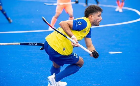 Jugador de la UD Taburiente en un partido ante el Atleti de Terrassa de División de Honor masculina.