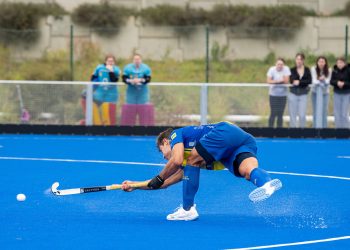 Jugadores de la UD Taburiente durante el partido ante el CD Terrassa Hockey en División de Honor masculina