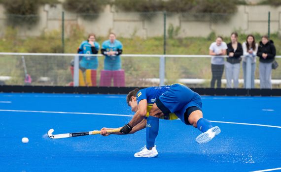 Jugadores de la UD Taburiente durante el partido ante el CD Terrassa Hockey en División de Honor masculina